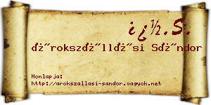 Árokszállási Sándor névjegykártya