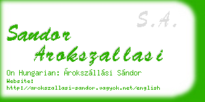 sandor arokszallasi business card